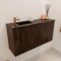 Toiletmeubel Mondiaz Joya Dlux | 80 cm | Meubelkleur Walnut | Faye wastafel Lava Wasbak Links | 1 kraangat