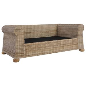 The Living Store Rattan Sofa - Natuurlijk Fitrit Rattan - 155 x 78 x 67 cm - Crèmewit Linnen Kussens