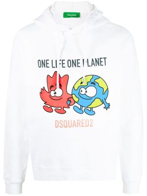 DSQUARED2 hoodie imprimé à lien de resserrage - Blanc