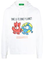 DSQUARED2 hoodie imprimé à lien de resserrage - Blanc