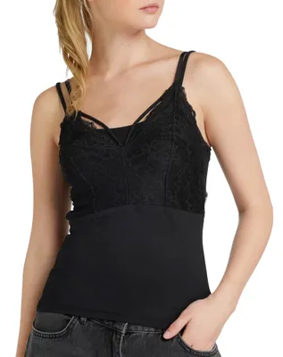 Dames hemd kant - Lace top Nichelle - Dames kanten onderhemd - Microfiber spaghetti bandjes
