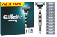 Gillette Scheermes Mach3 Value Pack - 1 Handvat + 12 Scheermesjes Gillette Scheermes Mach3 Value Pack - 1 Handvat + 12 Scheermesjes