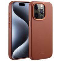 Accezz MagSafe Leather Backcover iPhone 15 Pro Telefoonhoesje Bruin