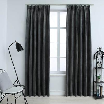 VidaXL Gordijnen verduisterend 2 st met haken 140x175 cm fluweel antraciet