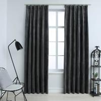 VidaXL Gordijnen verduisterend 2 st met haken 140x175 cm fluweel antraciet