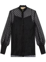 Gucci GG geometric lace puff-sleeve shirt - Noir