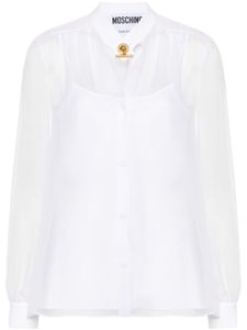 Moschino blouse en soie à col noué - Blanc