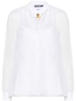 Moschino blouse en soie à col noué - Blanc