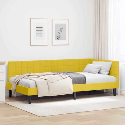 Hoekbedframe met hoofdeinde Geel 90 x 190 cm Fluweel