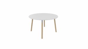 Tafel 9311 rond - 120 cm. - Alu - Wit - Beuken naturel