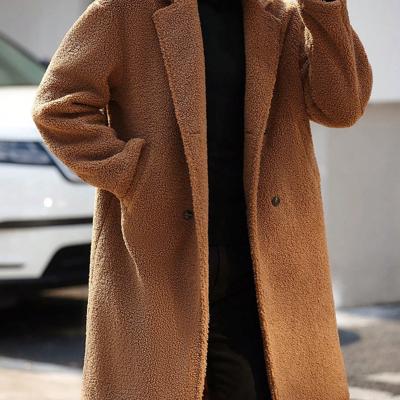 Bon&Bon Men's Coffee Brown Teddy Fleece Jacket | Double Breasted Coat Khaki / M