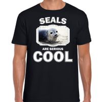 Dieren grijze zeehond t-shirt zwart heren - seals are cool shirt