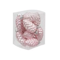 12x stuks glazen dennenappels kersthangers roze (powder) 6 cm mat/glans