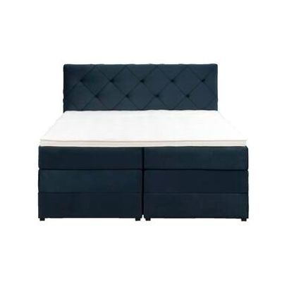 Boxspring met opbergruimte Liv geruit - blauw - 140x200 cm - Leen Bakker