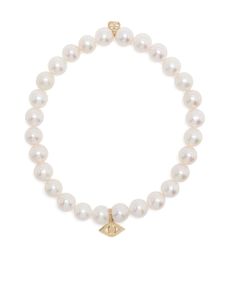 Sydney Evan bracelets Evil Eye en or 14ct à perles - Blanc