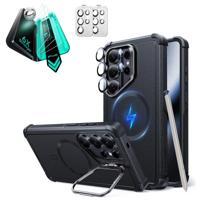 Galaxy S26 Ultra Bundle Cyber Tough Magnetic Case (Stash Stand) and Armorite® Screen Protector - Black