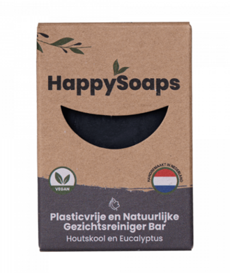 HappySoaps Zeep Gezichtsreiniger Bar Houtskool en Eucalyptus 70gr HappySoaps Zeep Gezichtsreiniger Bar Houtskool en Eucalyptus 70gr