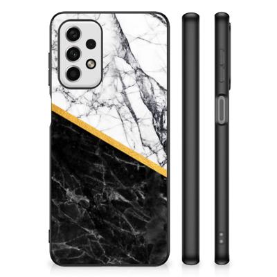 Samsung Galaxy A23 Marmeren Print Telefoonhoesje Marmer Wit Zwart - Origineel Cadeau Man