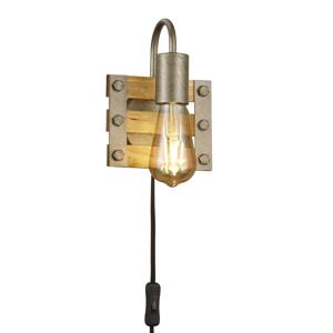 Trio Vintage wandlamp Khan antiek nikkel met hout 205570167