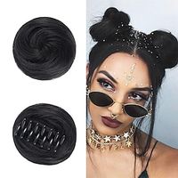 2 stks mini klauw clip in zwarte ruimte haar broodje haarstukken donut chignon synthetische knot extensions pruik accessoire opgestoken haarstukken voor vrouwen meisjes Lightinthebox