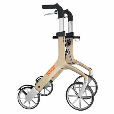 Lichtgewicht rollator Let&apos;s Fly (6,9 kg) | TrustCare | Grote wielen en weggewerkte remkabels | Beige | Design | TCLFYBE0260