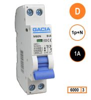 GACIA M80N-D01 installatieautomaat 1p+n D1 6kA (18mm)