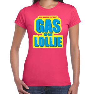 Foute party Gas op die Lollie verkleed t-shirt roze dames - Foute party hits outfit/ kleding