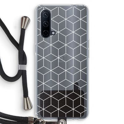 Zwart-witte kubussen: OnePlus Nord CE 5G Transparant Hoesje met koord