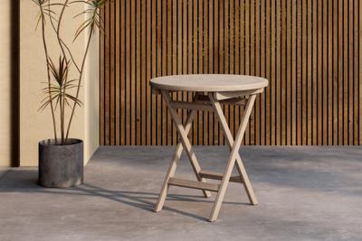 Nohr Ronde Bistrotafel 'Amberia' Teakhout, 70cm, kleur Whitewash