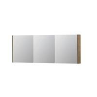 INK SPK1 Spiegelkast - 160x14x60cm - 3 deuren - dubbelzijdige Spiegel - schakelaar en stopcontact - MFC Naturel eiken 1110810