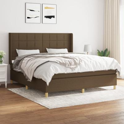 Boxspring met matras stof donkerbruin 180x200 cm