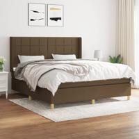 Boxspring met matras stof donkerbruin 180x200 cm