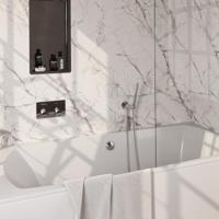 Brauer Chrome Carving Thermostatische Inbouw Badkraan Drukknoppen - Badvulcombinatie - Staaf - Doucheslang - Wandaansluitbocht - Handdouche - Chroom