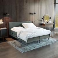 Elektrisch verstelbare Boxspring 'Oslo' kleur dark grey, 160 x 200 cm, matrassen 1 x medium, 1 x hard