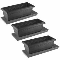 4x stuks antraciet grijze plantenbakken/bloembakken met onderschaal 50 x 20 x 16 cm