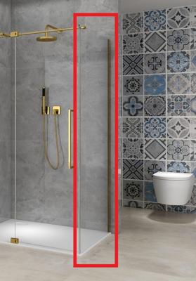 Vaste Wand Van Rijn Products ST08 120x200 cm 8 mm Helder Glas met Muurprofiel Mat Messing tbv Hoekcabine
