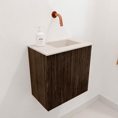 Toiletmeubel Mondiaz Joya Dlux | 40 cm | Meubelkleur Walnut | Faye wastafel Meli Wasbak Rechts | Zonder kraangat(en)