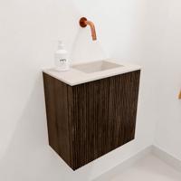 Toiletmeubel Mondiaz Joya Dlux | 40 cm | Meubelkleur Walnut | Faye wastafel Meli Wasbak Rechts | Zonder kraangat(en)