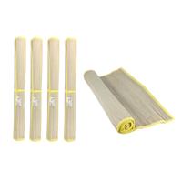 Strandmat - 4x - riet - geel - 60 x 180 cm - zonmat / buitenmat