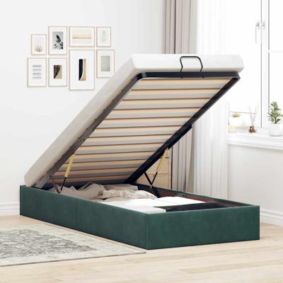 Bedframe zonder matras 90x200 cm fluweel donkergroen