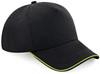 Beechfield CB25c Authentic 5 Panel Cap - Piped Peak - Black/Lime Green - One Size