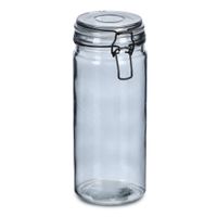 Voorraadpotten/bewaarpotten - 1L - grijs - glas - beugelsluiting - D10 x H20 cm