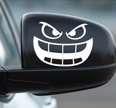 Autosticker monsterface voor achteruitkijkspiegel