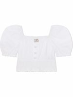 Dolce & Gabbana Kids blouse froncée à logo DG - Blanc