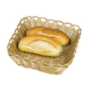 Kesper Brood/fruit mandje - gevlochten kunststof - lichtbruin - vierkant - L29 x B29 x H9 cm - broodmandjes   -