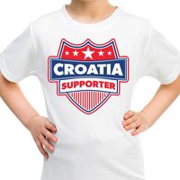 Kroatie / Croatia schild supporter  t-shirt wit voor kinderen XL (158-164)  - - thumbnail