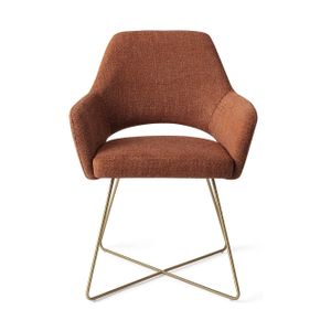 Jesper Home Yanai eetkamerstoel Tuscan Terra cross gold