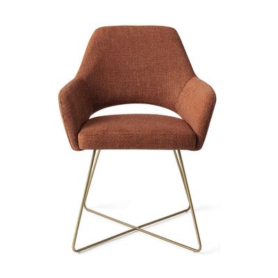 Jesper Home Yanai eetkamerstoel Tuscan Terra cross gold