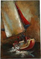 Hi-point Boot schilderij 60 x 90 cm staal bruin/oranje