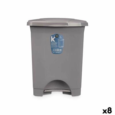 Pedaalemmer Grijs Plastic 10 L (8 Stuks)